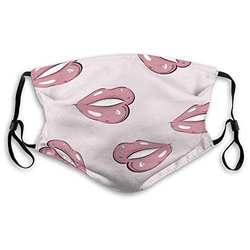 Mouth Shield Unisex Face Shield for Teens Men Women nude seamless opattern with nude sexy lips beauty Outer Covers