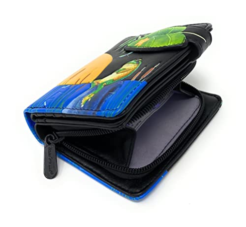 Shag Wear Sunset Frog Small Wallet for Women and Teen Girls Vegan Faux Leather Black 4.5"3