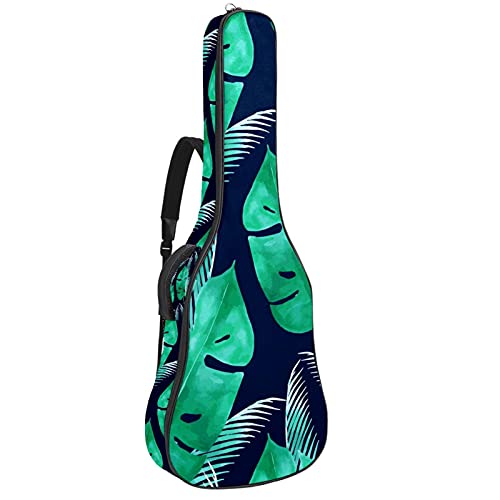 Sac à dos pour guitare basse suspendu contre les chutes avec motif feuilles bleu marine