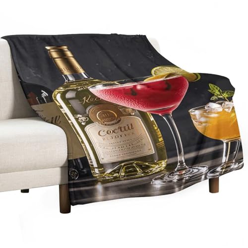 Couverture flanelle douce imprimé bouteilles de vin 150cm - 2