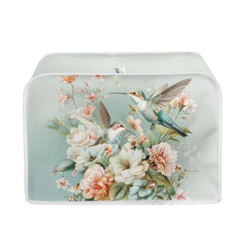 DISNIMO Green Floral Hummingbird Bread Maker Cover, 2 Slice Toaster Dust Cover Protective Cover, Kitchen Bakeware Protector Bread Machine Oven Cover, Protect Your Appliance, Machine Washable