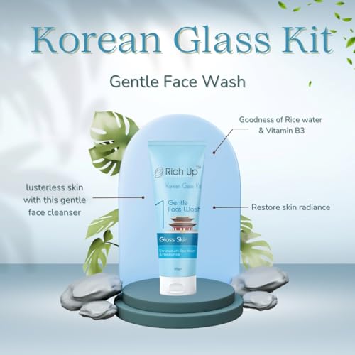 Image of RICH UP KOREAN GLASS FACIAL KIT - 360GM (315GM + 45ML) | MULTIPLE TIMES USE WITH 8 EASY STEPS | FOR ALL SKIN TYPE | BEST FACIAL KIT FOR MEN AND WOMEN
