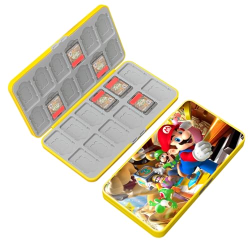 doepeBAE Switch Spiele Aufbewahrung, Switch Spiele Lagerung, Hüllen Aufbewahrung, Magnetverschluss, Weiches Silikon Futter, Mit 24 Game Card Slots und 24 Micro SD Karten (A04)