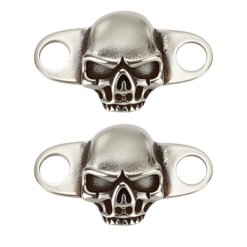 FINGERINSPIRE 2 Pcs Skull Shoe Lace Charms Antique Silver Shoelace