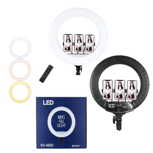 Image of GIFTMAX 18 Inch LED Ring Light BD 460 | 2 Color Modes & Dimmable Brightness | Remote Control | for YouTube, Makeup, Vlogging, Video Shoot, Live Streaming | Compatible with iPhone & Android