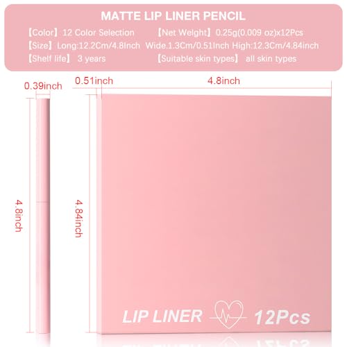 Image of evpct 12Pcs Retractable Lip Liners Pencils Set Pack for Shaping & Sculpting Lips, Mauve Maroon Red Orange Nude Coffee Brown Plum Taupe Creamy Matte Gel Lip Liner Lipliners Pencil delineador de labios