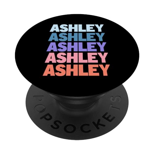Funny Modern Repetitive Text Design First Name Ashley PopSockets Swappable PopGrip