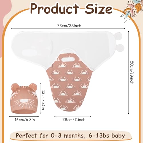 Image of Ramede 6 Pack Swaddle Blanket with Hats for Baby Girl Boy 100% Cotton Swaddles 0-3 Months, Adjustable Breathable Skin Friendly Receiving Blanket Wrap, Essential for Newborns(Boho,Khaki)