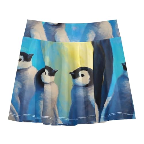 Athletic Shorts Girls Skorts Cute Penguin Blue Toddlers Tennis Skirts Rainbow Pleated 3t2