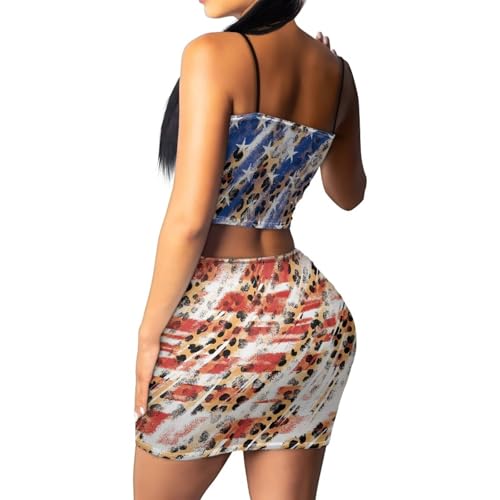 Image of 2025 Sexy Spaghetti Strap Crop Tops and Bodycon Skirt Casual 2 Piece Set S-4XL