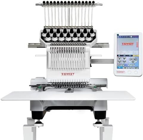 TOYOT Embroidery Machine with 15 Needles, Commercial Embroidery Machine With Laser Positioning, 14.2