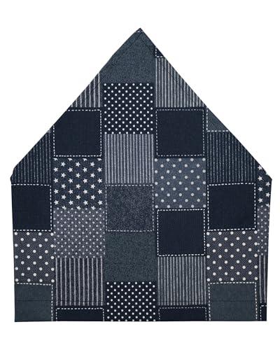 nicomako(ニコマコ) 三角巾 ゴム付き ゴム 子供 キッズ 男の子 日本製 エプロン S パッチワーク ネイビー