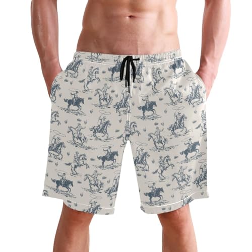Laprad Men's Swim Trunks Quick Dry Beach Swimsuit Shorts Western Cowboy with Mesh Lining