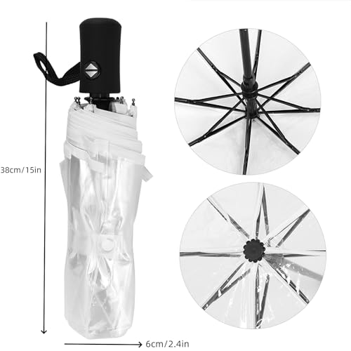 Paraguas automático resistente al viento y transparente AUNMAS compacto de tres piezas 38 cm 2