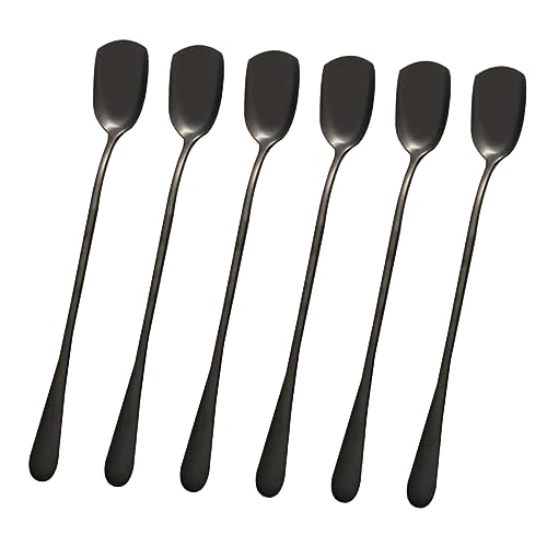 FUNOMOCYA 6pc Stainless Steel Ice Cream Spoons Long Handle Stirring Spoons for Tall Glasses Snow Cones