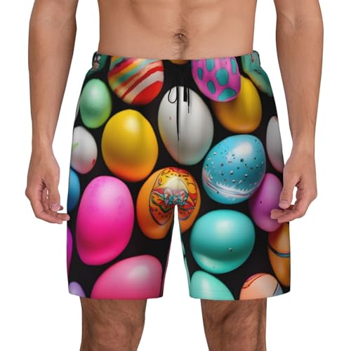 Easter Eggs Men's Soft Double Swim Shorts, Lounge Swiming Shorts Pants Breathable Summer