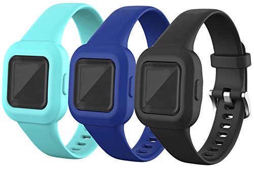3-Pack Bands Compatible with Garmin vivofit JR.3 Tracker Replacement Soft Adjustable Silicone Bands Fit Wrist 5.1in~6.9in