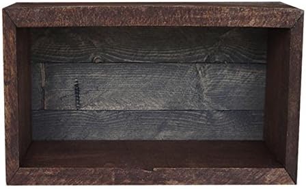 Wood/Wooden Shadow Box Display With Backing - 16" x 6" - Two Tone - Dark Walnut/Carbon Grey - Rustic Decorative Reclaimed Distressed Vintage Appeal