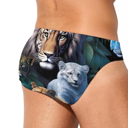 Tiger Leopard Lion Men's Swim Briefs Sexy Bikini Swimsuit Beach Shorts Underwear Low Waist3