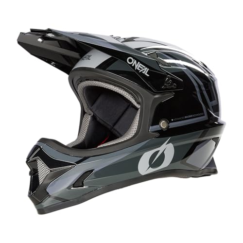 O'NEAL | Casco da Mountain Bike Fullface | MTB DH FR Freeride | Guscio in ABS, Chiusura Magnetica, Supera lo Standard di Sicurezza EN1078 | Casco SONUS SPLIT V.23 | Adulto | Nero Grigio | Taglia XL