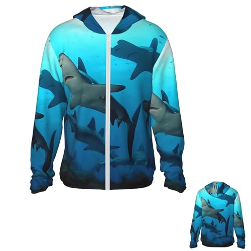 Chaqueta para hombre con protección solar UPF 50+, manga larga y capucha, color negro miniatura 1