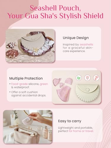 Image of Rena Chris Gua Sha Facial Tools, Rose Quartz Guasha Tool for Acupuncture, Manual Massage Tool for Jawline Sculpting and Puffiness Reducing, Gua Sha Facial Massage Tool with Silicone Case (Rose Pink)