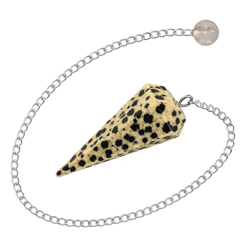 Image of Dalmatian Jasper Pendulum Dowsing Tool - Natural Crystal Pendulum for Spiritual Guidance - Premium Dowser Pendulum for Accurate Divination and Energy Healing - Perfect for Energy Healing and Chakra Balancing - Handcrafted with Precision and Elegance