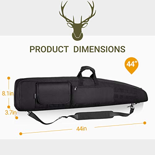 HUNTSEN Double Rifle Bag Soft Outdoor Tactical Carbine Cases 0.7in Padded Gun Case Bag with Adjustable Sling, Multiple Pouches Upgraded 44inch - Thumbnail 2