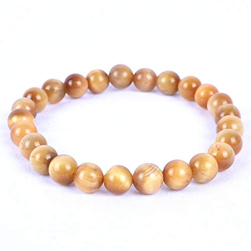 Golden Tigers Eye Bracelet Handmade 8mm luster and polished Gold Gemstone Round Beads Bracelet Womens Men Jewelry Gift
