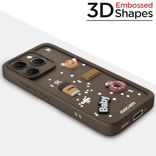 Image of Pikkme Back Cover for Realme 15T 5G / Realme Narzo 90 5G | 3D Bear Silicone Cute & Fun Coffee Cartoon | Full Body Protection Bumper Case (Brown)