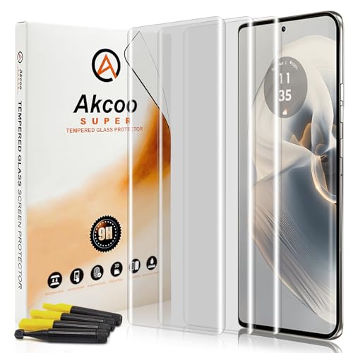 Akcoo [3����] Motorola Edge 50 Pro�K���X�t�B���� (�t�̕��U�Z�p�j�S�ʋz���CUV�d���ی�t�B���� �^�b�`���x���ǂ� �w��F�ؑΉ� Moto edge 50s Pro �p