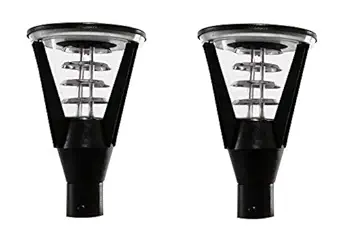 Outdoor412G Metal and PVC Classy Gate Light Outdoor Light Pillar Light Garden Light (Standard Size, Black and Clear)