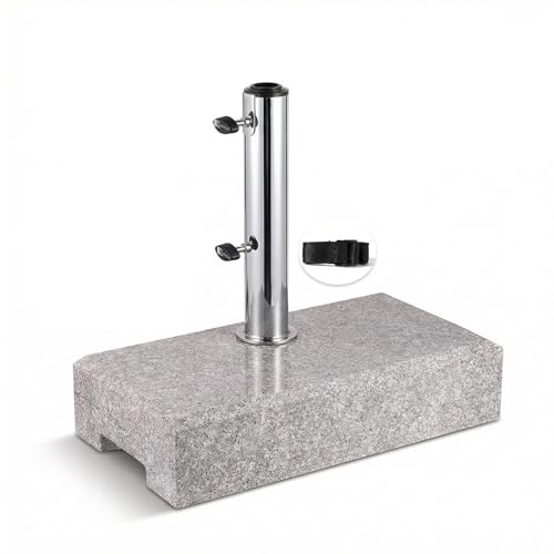 Sunula Granit Sonnenschirmständer für Balkon & Garten Stabiler 25kg Sockel mit Edelstahlrohr für Schirme bis 22-38mm | halb-Sockel Terrassenplatte 45x22.5cm