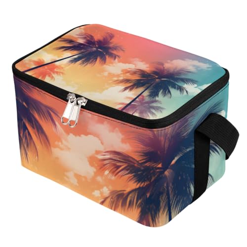 GzLeyigou Lunch Bags for Women Men 9 Cans,Summer Palm Tree Hot & Cold Food Delivery Bag Insulated Grocery Bag Insulated Lunch Box Beach Cooler Bag for Office Work Picnic Beach