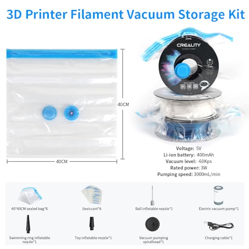 Image of Creality 3D Printer Filament Storage Bags 40 x 40 CM, Large Transparent Sealed Bags with Electric Pump Dust Proof Humidity Resistant Keeping Filament Dry, Reusable Vacuum Storage Bags 8 PCS