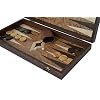 Manopoulos Walnut Burl Traditional 19 Backgammon Set - Olive Checkers