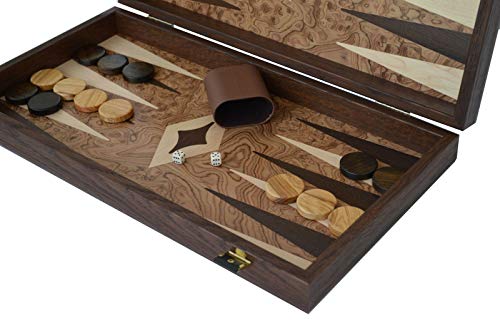 Backgammon Manopoulos en bois de noyer pour animer vos soirées de jeux en famille
