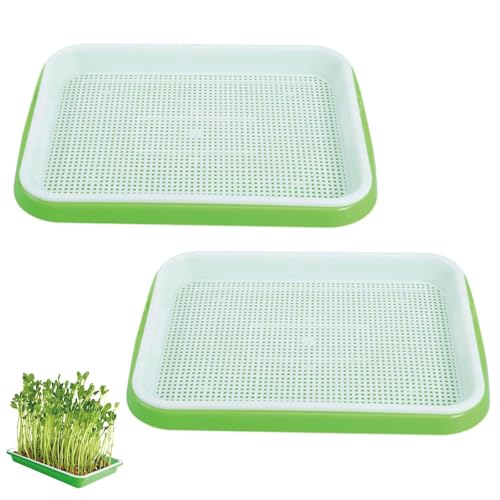 Lot de 2 bols de culture en cresson pour germes et microgreens - Kit de démarrage de semences pour germes et microverts - 22 x 14 cm