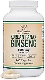 Ginseng Capsules (Korean Red Ginseng Extract, Panax Ginseng 10% Ginsenosides) (4 Month Supply) 240 Vegan Capsules - 1,000mg per Serving for Mood, Cognitive Function and Energy Support by Double Wood