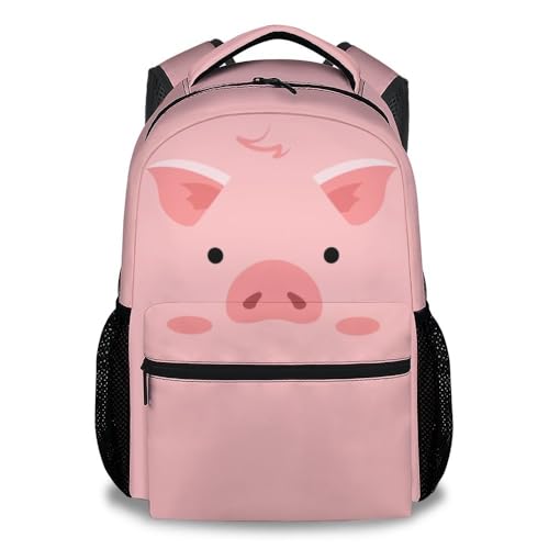 Kids Backpack for School, 17 Inch Cute Pig Backpacks for Girls 4-6, Pink Large Capacity Animal Bookbag for Travel, Middle School