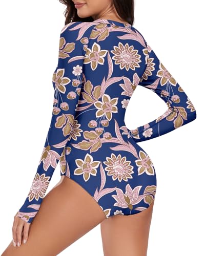 Image of Century Star UPF 50+ Long Sleeve Swimsuits for Women - Rash Guard Modest High Neck Surf One Piece Full Coverage Bathing Suit