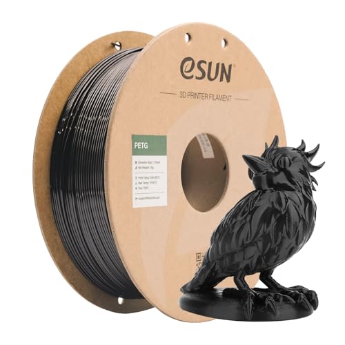 eSUN Filamento PETG 1,75 mm, filamento de impressão 3D carretel de 1 kg (1 kg), filamento 3D 1,75 mm precisão dimensional +/- 0,03 mm, serve na maioria das impressoras FDM (preto sólido)