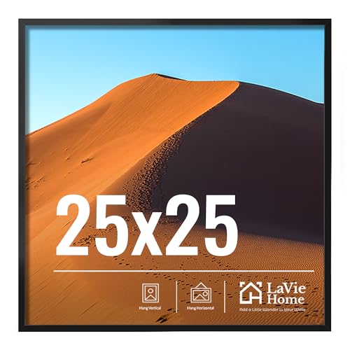 LaVie Home 25x25 Picture Frame for Wall Display, 25x25 Black Picture Frame with HD Plexiglas, 25 x 25 Photo Frame 1 Pack, Picture Frames for Displaying Photos, Classic Collection