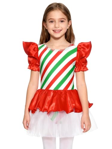 Costume bonbon de Noël fille avec robe tutu en tulle pour spectacle et fête