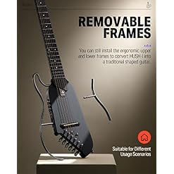Donner HUSH-I Guitare de voyage – Guitare acoustique-électrique portable, ultra-légère et silencieuse, corps en érable avec cadres amovibles, sac de transport et accessoires - Les Beatles, Paul McCartney, John Lennon, RIngo Starr, George Harrison Donner HUSH-I Guitare de voyage - Guitare acoustique-électrique portable, ultra-légère et silencieuse, corps en érable avec cadres amovibles, sac de transport et accessoires – Image 3
