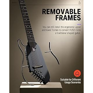 Donner HUSH-I Guitare de voyage – Guitare acoustique-électrique portable, ultra-légère et silencieuse, corps en érable avec cadres amovibles, sac de transport et accessoires - Les Beatles, Paul McCartney, John Lennon, RIngo Starr, George Harrison Donner HUSH-I Guitare de voyage - Guitare acoustique-électrique portable, ultra-légère et silencieuse, corps en érable avec cadres amovibles, sac de transport et accessoires – Image 3