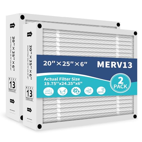 20x25x6 Furnace Filter MERV 13 Compatible with AprilAire 201 Space-Gard 2200 2250 Foldable Actual: 19.75 x 24.25 x 6 2-Pack