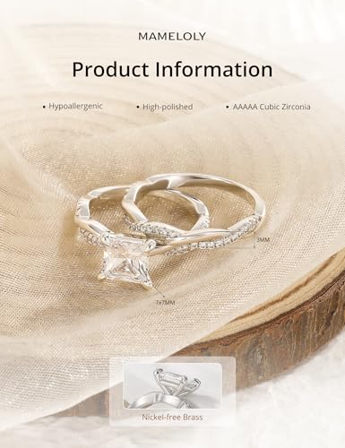 Image of Mameloly 2ct Wedding Band for Women Princess Cut Bridal Ring Sets Cubic Zirconia Promise Engagement Rings Twisting Infinity Pave Set Size 4-12