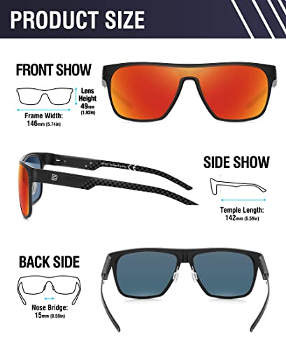 Image of DUCO Square Polarized Sunglasses for Men Women Large Flat Top Shield Sun Glasses UV400 Protection Carbon Fiber Shades DC8230