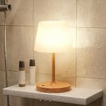 Fenmzee Cordless Waterproof Shower Lamp - Outdoor Touch Table Lamp, 4000mAh Battery Operated Rechargeable Dimmable Small Lamp for Patio Camping Restaurant HomeïŒWood GrainïŒ